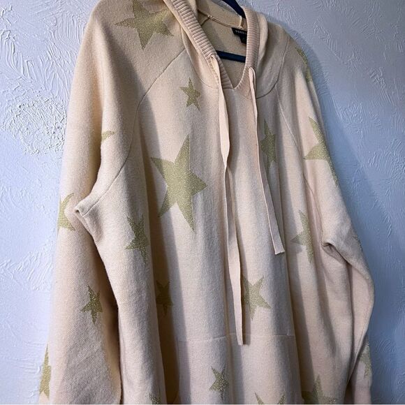 Torrid Jacquard Pull Over Hooded Plush Glitter Star Long Line Sweater Size 3X - Picture 4 of 8